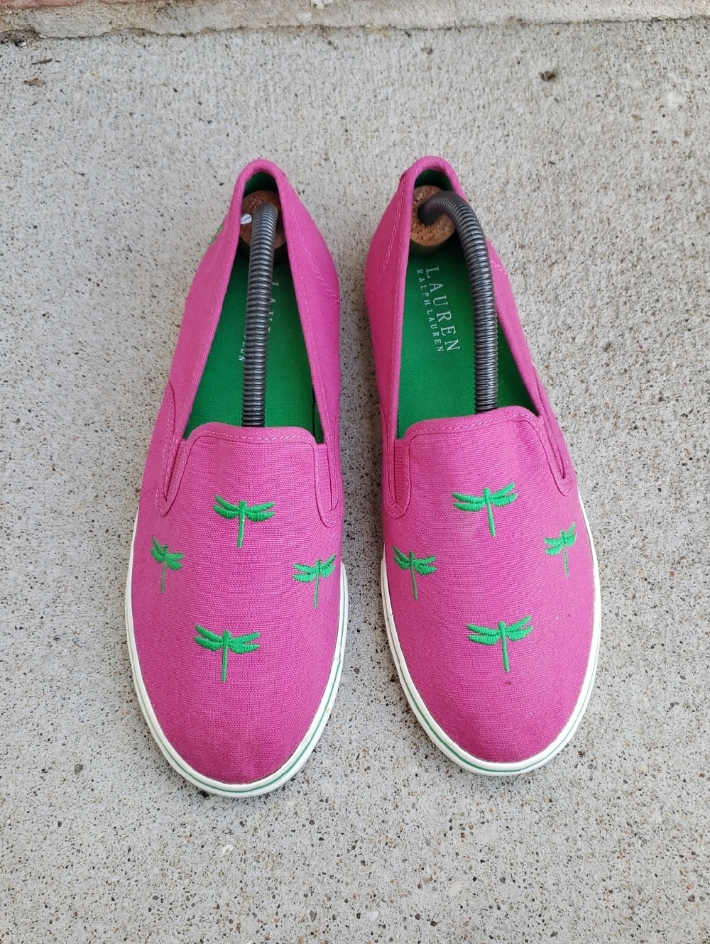 Lauren Ralph Lauren Janis Dragon Fly Embroidered Canvas Loafers Size 8 B Logo - Picture 3 of 15